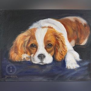 King Charles spaniel dog Original Oil Painting Signed custom animal portraits